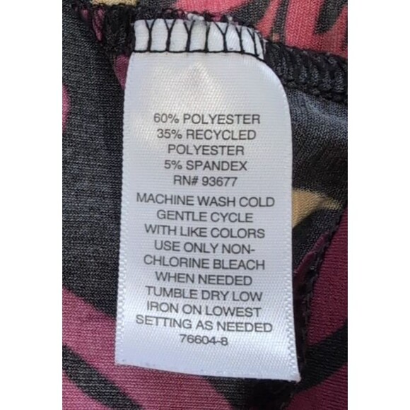 Liz Claiborne Blouse Womens 3X Black Floral Scroll Keyhole Ring Neck Long Sleeve - Picture 4 of 16